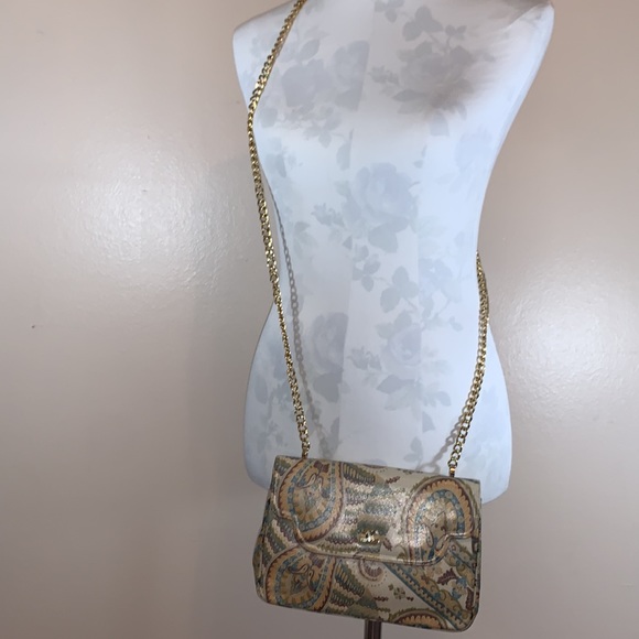 Morris Moskowitz Vintage Leather Paisley Print Shoulder Bag - Picture 9 of 16
